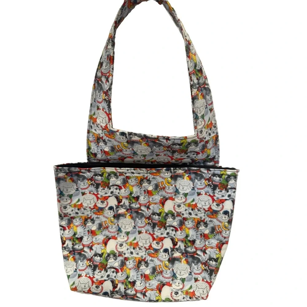 Cartoon Cat Pattern Vehicle Headrest Storage Tote Bag Reusable Travel